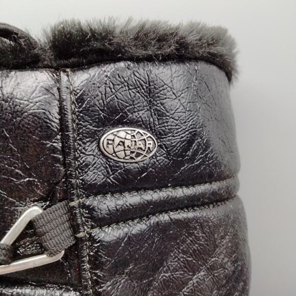 Pajar Tex Faux Fur Lined Black Boot Lace Up Non Marking Sole Size 10 - Picture 3 of 10